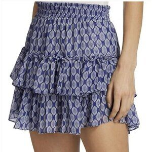 Misa Nahla Tiered Ruffle Skirt Blue Lapis Tile Small NWT $245
